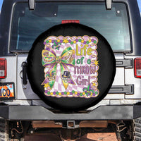 Funny Mardi Gras Throw Girl Life Spare Tire Cover Coquette Bow Carnival