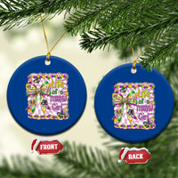 Funny Mardi Gras Throw Girl Life Ceramic Ornament Coquette Bow Carnival