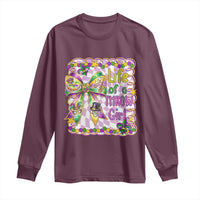 Funny Mardi Gras Throw Girl Life Long Sleeve Shirt Coquette Bow Carnival