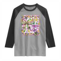 Funny Mardi Gras Throw Girl Life Raglan Shirt Coquette Bow Carnival