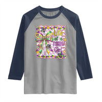 Funny Mardi Gras Throw Girl Life Raglan Shirt Coquette Bow Carnival