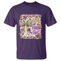 Funny Mardi Gras Throw Girl Life T Shirt Coquette Bow Carnival