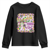 Funny Mardi Gras Throw Girl Life Youth Sweatshirt Coquette Bow Carnival