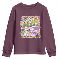 Funny Mardi Gras Throw Girl Life Youth Sweatshirt Coquette Bow Carnival