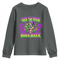 Mardi Gras Six Seven Breaux Youth Sweatshirt Funny Mardigator Alligator 6 7 Meme