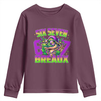 Mardi Gras Six Seven Breaux Youth Sweatshirt Funny Mardigator Alligator 6 7 Meme