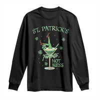 Funny St Patrick's Favorite Hot Mess Long Sleeve Shirt Drunk Leprechaun Cocktail