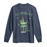 Funny St Patrick's Favorite Hot Mess Long Sleeve Shirt Drunk Leprechaun Cocktail