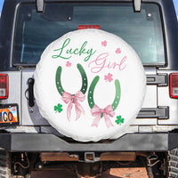Funny St Patrick's Day Coquette Spare Tire Cover Lucky Girl Horseshoe Pink Bow