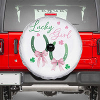 Funny St Patrick's Day Coquette Spare Tire Cover Lucky Girl Horseshoe Pink Bow