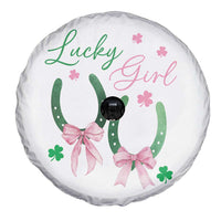 Funny St Patrick's Day Coquette Spare Tire Cover Lucky Girl Horseshoe Pink Bow