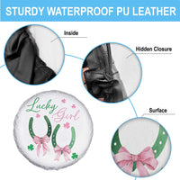 Funny St Patrick's Day Coquette Spare Tire Cover Lucky Girl Horseshoe Pink Bow