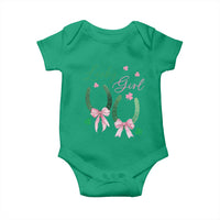 Funny St Patrick's Day Coquette Baby Onesie Lucky Girl Horseshoe Pink Bow