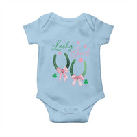 Funny St Patrick's Day Coquette Baby Onesie Lucky Girl Horseshoe Pink Bow