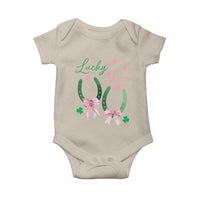 Funny St Patrick's Day Coquette Baby Onesie Lucky Girl Horseshoe Pink Bow