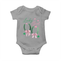 Funny St Patrick's Day Coquette Baby Onesie Lucky Girl Horseshoe Pink Bow
