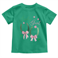 Funny St Patrick's Day Coquette Toddler T Shirt Lucky Girl Horseshoe Pink Bow