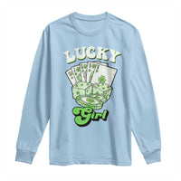 Funny St Patrick's Day Casino Games Long Sleeve Shirt Lucky Girl Shamrock Casino Poker Chips Cards