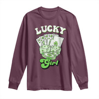 Funny St Patrick's Day Casino Games Long Sleeve Shirt Lucky Girl Shamrock Casino Poker Chips Cards