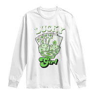 Funny St Patrick's Day Casino Games Long Sleeve Shirt Lucky Girl Shamrock Casino Poker Chips Cards
