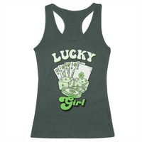 Funny St Patrick's Day Casino Games Racerback Tank Top Lucky Girl Shamrock Casino Poker Chips Cards