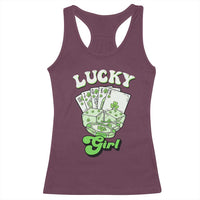 Funny St Patrick's Day Casino Games Racerback Tank Top Lucky Girl Shamrock Casino Poker Chips Cards