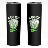 Funny St Patrick's Day Casino Games Skinny Tumbler Lucky Girl Shamrock Casino Poker Chips Cards