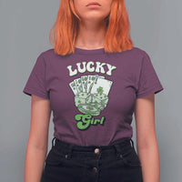 Funny St Patrick's Day Casino Games T Shirt For Women Lucky Girl Shamrock Casino Poker Chips Cards