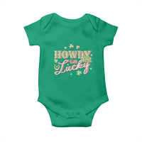 Funny St Patrick's Day Cowboy Cowgirl Baby Onesie Howdy Go Lucky Shamrock