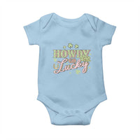 Funny St Patrick's Day Cowboy Cowgirl Baby Onesie Howdy Go Lucky Shamrock