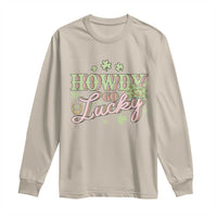 Funny St Patrick's Day Cowboy Cowgirl Long Sleeve Shirt Howdy Go Lucky Shamrock
