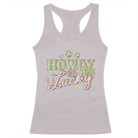 Funny St Patrick's Day Cowboy Cowgirl Racerback Tank Top Howdy Go Lucky Shamrock