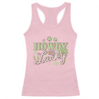 Funny St Patrick's Day Cowboy Cowgirl Racerback Tank Top Howdy Go Lucky Shamrock
