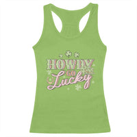 Funny St Patrick's Day Cowboy Cowgirl Racerback Tank Top Howdy Go Lucky Shamrock