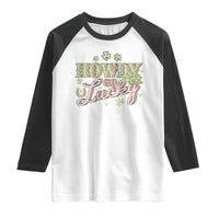 Funny St Patrick's Day Cowboy Cowgirl Raglan Shirt Howdy Go Lucky Shamrock