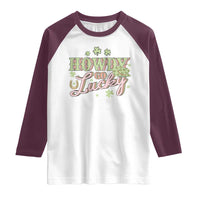 Funny St Patrick's Day Cowboy Cowgirl Raglan Shirt Howdy Go Lucky Shamrock