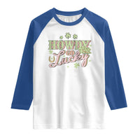 Funny St Patrick's Day Cowboy Cowgirl Raglan Shirt Howdy Go Lucky Shamrock