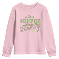 Funny St Patrick's Day Cowboy Cowgirl Youth Sweatshirt Howdy Go Lucky Shamrock