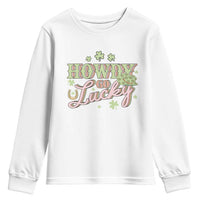 Funny St Patrick's Day Cowboy Cowgirl Youth Sweatshirt Howdy Go Lucky Shamrock