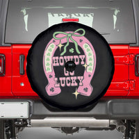 Funny St Patrick's Day Cowgirl Coquette Spare Tire Cover Howdy Go Lucky Pink Horseshoe