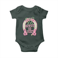 Funny St Patrick's Day Cowgirl Coquette Baby Onesie Howdy Go Lucky Pink Horseshoe