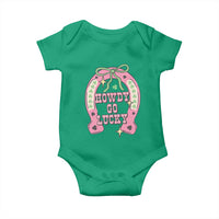 Funny St Patrick's Day Cowgirl Coquette Baby Onesie Howdy Go Lucky Pink Horseshoe