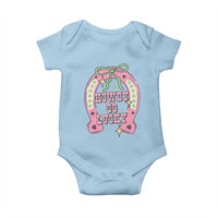 Funny St Patrick's Day Cowgirl Coquette Baby Onesie Howdy Go Lucky Pink Horseshoe