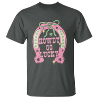 Funny St Patrick's Day Cowgirl Coquette T Shirt Howdy Go Lucky Pink Horseshoe