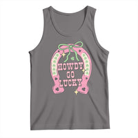Funny St Patrick's Day Cowgirl Coquette Tank Top Howdy Go Lucky Pink Horseshoe