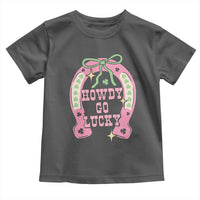 Funny St Patrick's Day Cowgirl Coquette Toddler T Shirt Howdy Go Lucky Pink Horseshoe