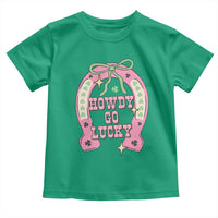 Funny St Patrick's Day Cowgirl Coquette Toddler T Shirt Howdy Go Lucky Pink Horseshoe
