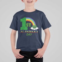 Funny First 1st St Patrick's Day T Shirt For Kid Shamrock Rainbow Glitter Print