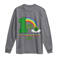 Funny First 1st St Patrick's Day Long Sleeve Shirt Shamrock Rainbow Glitter Print