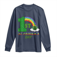 Funny First 1st St Patrick's Day Long Sleeve Shirt Shamrock Rainbow Glitter Print